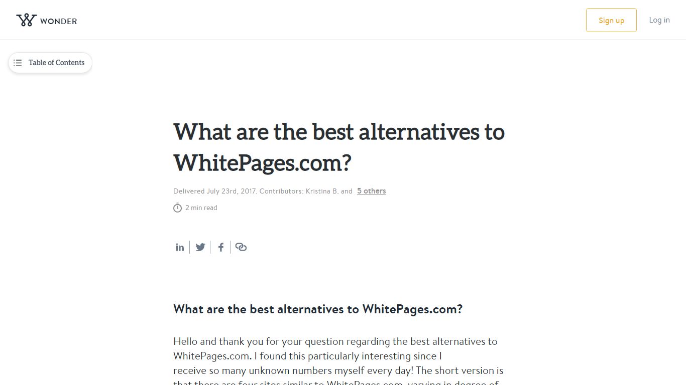 What are the best alternatives to WhitePages.com? | Wonder